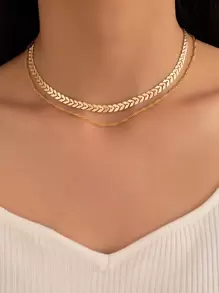 Minimalist Layered Necklace - Yellow Gold - View 2