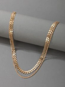 Minimalist Layered Necklace - Yellow Gold - View 3
