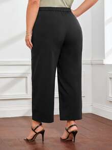 Pantalones de pierna ancha de talle alto - Negro - Ver 2