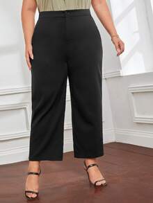 Pantalones de pierna ancha de talle alto - Negro - Ver 3
