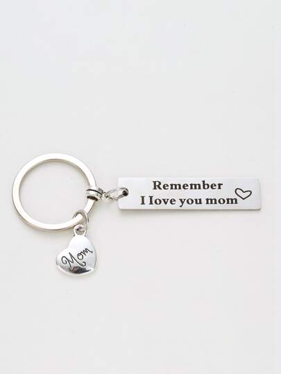 1 st. rektangulär nyckelring i rostfritt stål "Kom ihåg att jag älskar dig mamma", mors dag till mamma med hjärta och mammahänge nyckelring ryggsäck för skolan biltillbehör söta goth y2k julklappsidéer väsknyckelband med ID-hållare biltillbehör väskberlocker