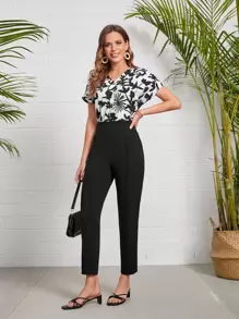 EMERY ROSE High Waist Press Crease Tailored Pants In Fall/Winter