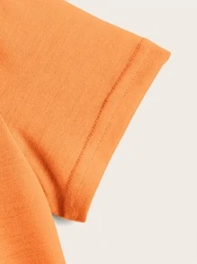 SHEIN Tween Boy Graphic Print Oversized T-Shirt, Simple, Comfortable, Casual, Suitable For Daily Wear In Summer - Orange - View 4