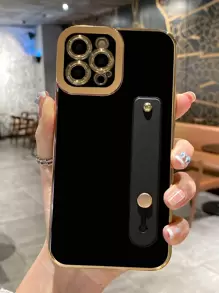 1 Stück stoßfestes Business-Style-TPU-Weichgehäuse mit Engel-Augen-Design, Handgelenksriemen und elektroplattiertem Rahmen, kompatibel mit Apple iPhone