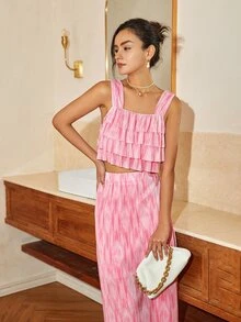 Elastic Waist Straight Skirt - Pink - View 6