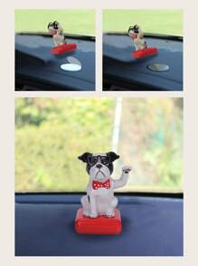 1入組狗狗形狀太陽能汽車儀表板裝飾 - 白色 - 查看 5