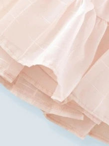 兒童粉色仙女公主裙小女孩泡泡袖透氣泡泡網紗洋裝