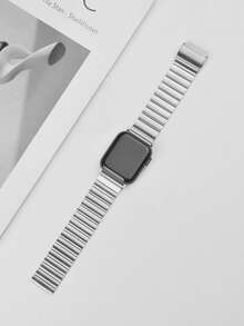 不銹鋼可調節錶帶適用於Apple Watch - 銀色 - 查看 3