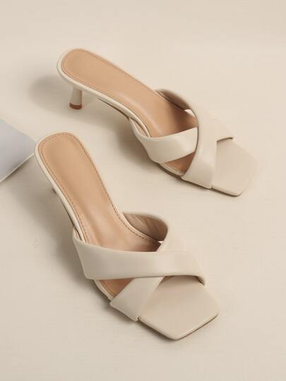 Women's High Heel Sandals, Sexy Square Toe, Comfortable And Breathable For Summer,Kitten Heels