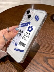 花卉字母图案透明手机壳，兼容 11、 13 和 14 Pro Max - 無色 - 查看 3