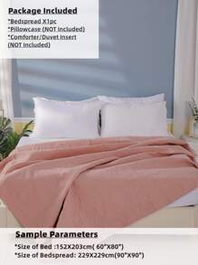 Plain Quilted Bedspread - Pink - View 3