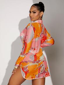 Allover Print Mesh Kimono - Multicolor - View 2