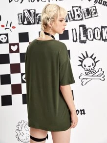 ROMWE Car Letter Graphic Oversized Tee, Unisex