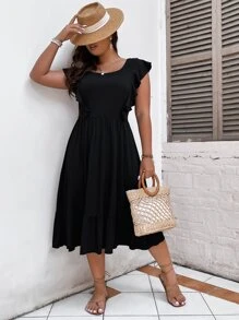 SHEIN X Joanna SHEIN Clasi 大碼蝴蝶袖荷葉邊洋裝