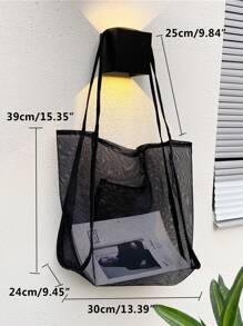 Yogodlns Kỳ nghỉ, Unisex, Túi mua sắm lưới Sheer sức chứa lớn Sức chứa lớn, nhẹDành cho các cô gái tuổi teen Nữ sinh viên đại họcHoàn hảo cho các hoạt động ngoài trời, Mua sắm, Kỳ nghỉ, Bãi biển, Kỳ nghỉ, Ngoài trời, Du lịch, Đi chơi - màu đen - Xem 8