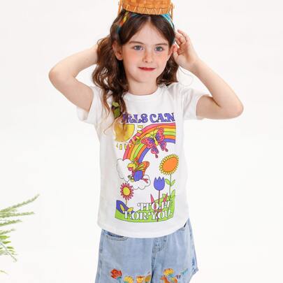 Girls Floral & Butterfly Print Tee