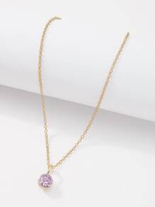 Vòng cổ mặt dây chuyền Rhinestone - Màu tím - Xem 2