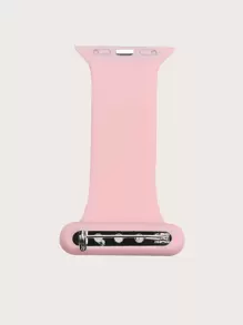 Solid Color Nurse Style Pin Buckle Silicone Watch Band Compatible With Apple Watch Series 1/2/3/4/5/6/7/8/9 - Dusty Pink - View 2