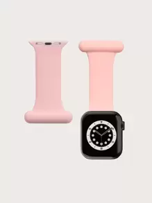Solid Color Nurse Style Pin Buckle Silicone Watch Band Compatible With Apple Watch Series 1/2/3/4/5/6/7/8/9 - Dusty Pink - View 4