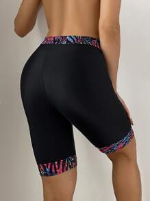 Swim Lushoire Summer Beach Random Print Bikini Shorts - Black - View 2