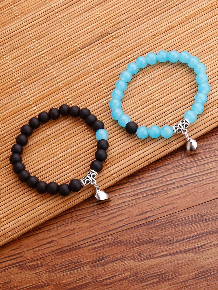 2 cái Cặp Đôi Từ Trái Tim Trang Trí Nội Thất Vòng Tay Cườm - Nhiều màu - Xem 2