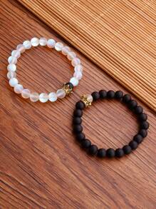 2 cái Cặp đôi Vương miện Trang trí nội thất Đá Cườm Vòng tay - Nhiều màu - Xem 1