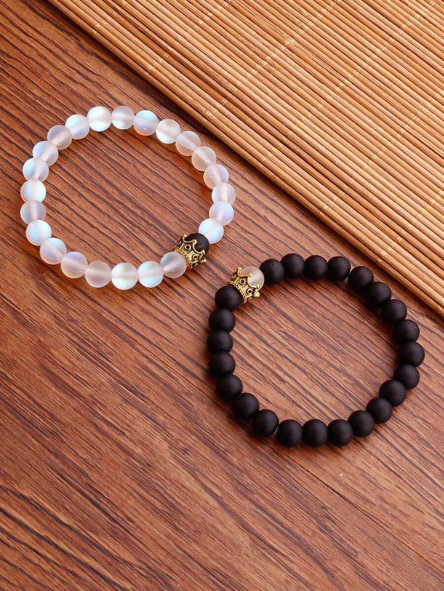 2 cái Cặp đôi Vương miện Trang trí nội thất Đá Cườm Vòng tay - Nhiều màu - Xem 1