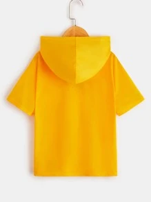 SHEIN Tween Boy Slogan Graphic Patch Detail Hooded Tee - Mustard Yellow - View 2
