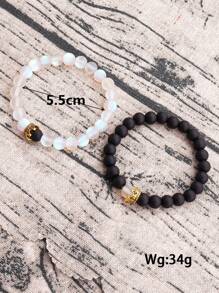 2 cái Cặp đôi Vương miện Trang trí nội thất Đá Cườm Vòng tay - Nhiều màu - Xem 3