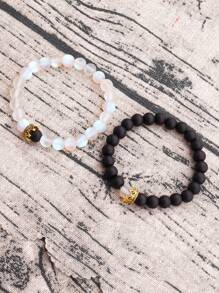 2 cái Cặp đôi Vương miện Trang trí nội thất Đá Cườm Vòng tay - Nhiều màu - Xem 5