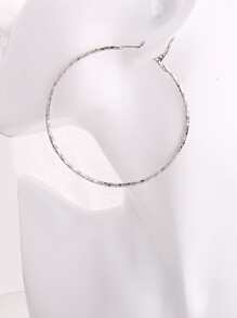 3對極簡風格圓耳環 - 銀色 - 查看 5