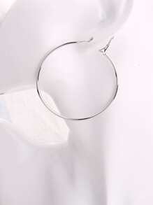 3對極簡風格圓耳環 - 銀色 - 查看 6