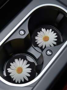 2入組雛菊花印花汽車杯架墊