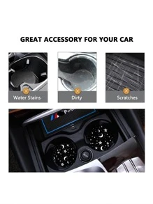 2pcs Star & Moon Pattern Car Coaster - Multicolor - View 3