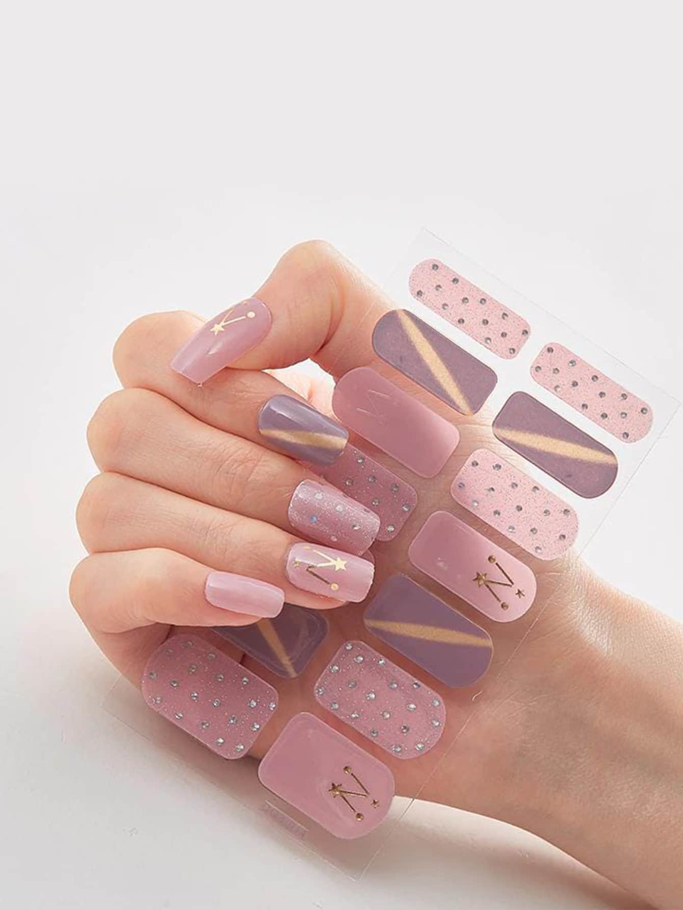 1sheet Polka Dot Nail Art Sticker & 1pc Nail File Nail Stickers DIY - Multicolor - View 1