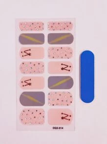 1sheet Polka Dot Nail Art Sticker & 1pc Nail File Nail Stickers DIY - Multicolor - View 2