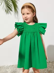 SHEIN 少女多層褶皺蝴蝶袖洋裝