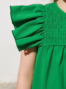 SHEIN 少女多層褶皺蝴蝶袖洋裝