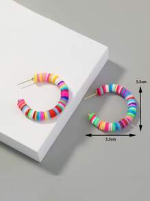 Random Color Beaded Cuff Hoop Earrings