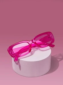 ROMWE Rectangle Frame Fashion Glasses - Hot Pink - View 6