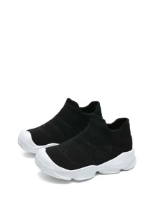 運動跑步鞋適用於男孩針織細節一腳蹬運動鞋