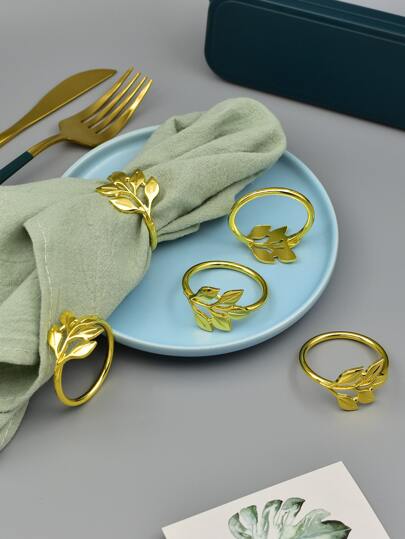 6pcs Leaf Design Napkin Ring