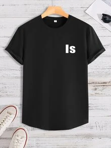 Manfinity Men Letter Graphic Tee - Black - View 2