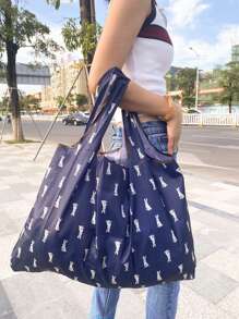 Bolsa de compras con estampado - Azul y blanco - Ver 3