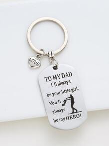 Men Letter Detail Heart & Geometric Charm Keychain - Silver - View 2