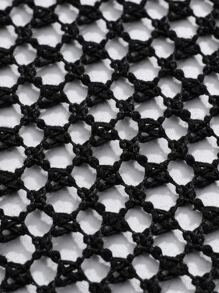 DAZY Chất rắn Lưới trong suốt Thả vai Quá lớn Áo Không có Bandeau - màu đen - Xem 3