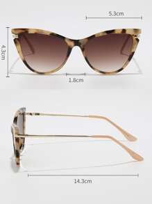 Retro Cat Eye Small Frame Fashion Glasses, Unisex Classic Plastic Eyewear For Outdoor Travel, Beach, Casual Outfits For Summer Beach Vacation, Outdoor, Travel - Rust Brown - View 5