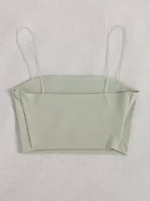 SHEIN Unity Solid Slim Cami Crop Top - Mint Green - View 2