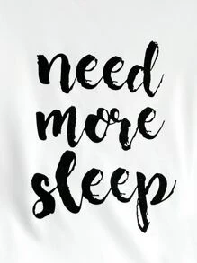 Girls Slogan & Cartoon Sheep Graphic PJ Set - Multicolor - View 5