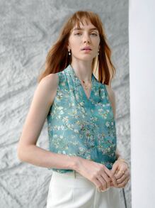 MOTF X Van Gogh INSPIRED 100% SILK RUCHED TOP - Multicolor - View 2